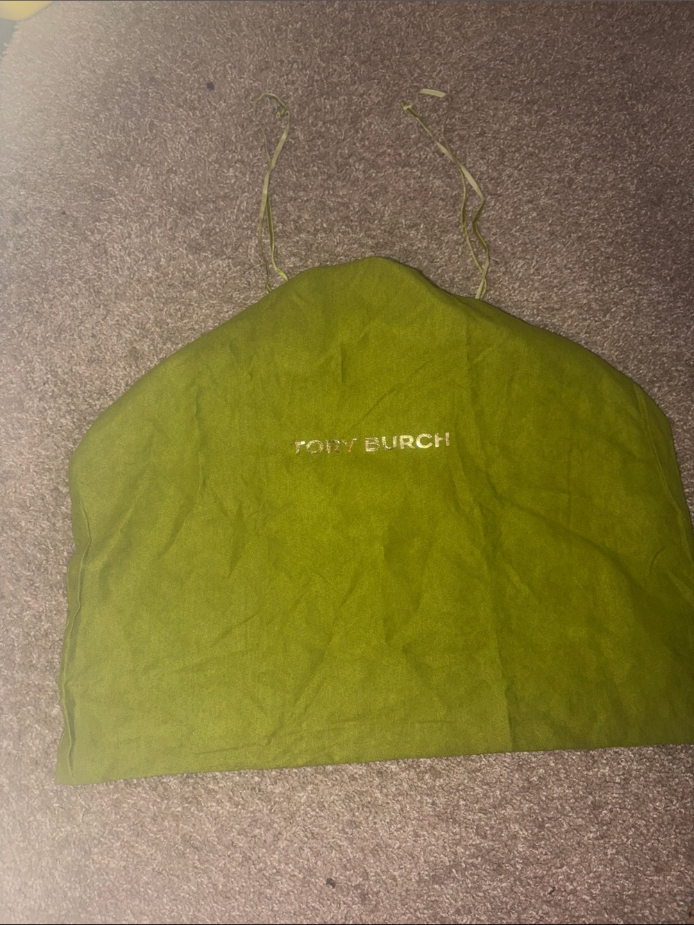 Tory Burch Green Drawstring Dust Bag with Metallic Logo